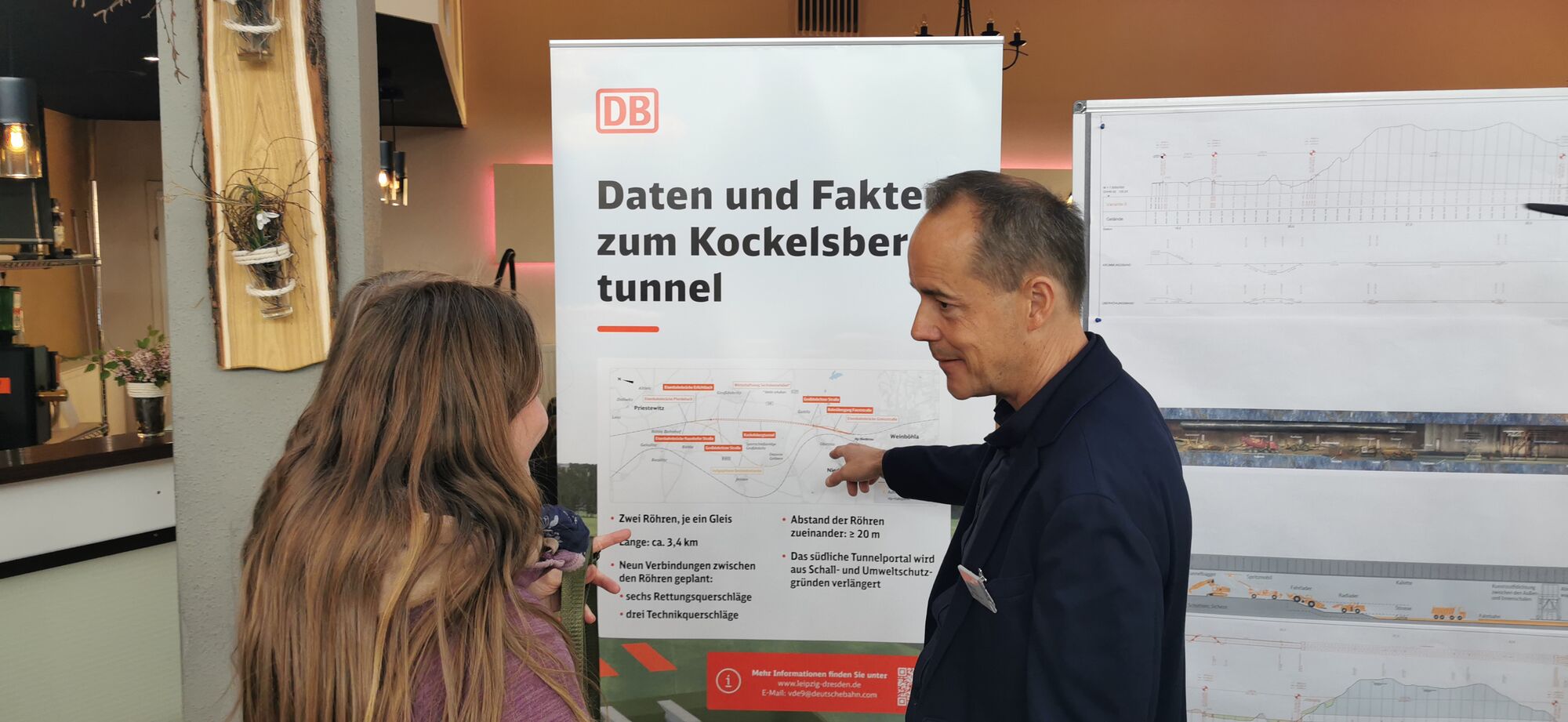Projektmitarbeitende präsentieren Planungsdetails auf einer Projektkarte.
